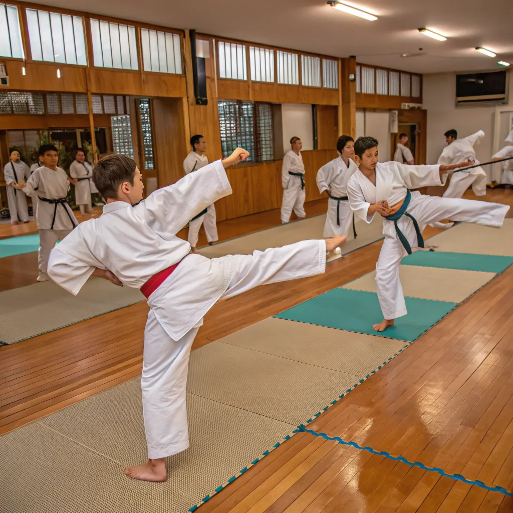 Karate class in action